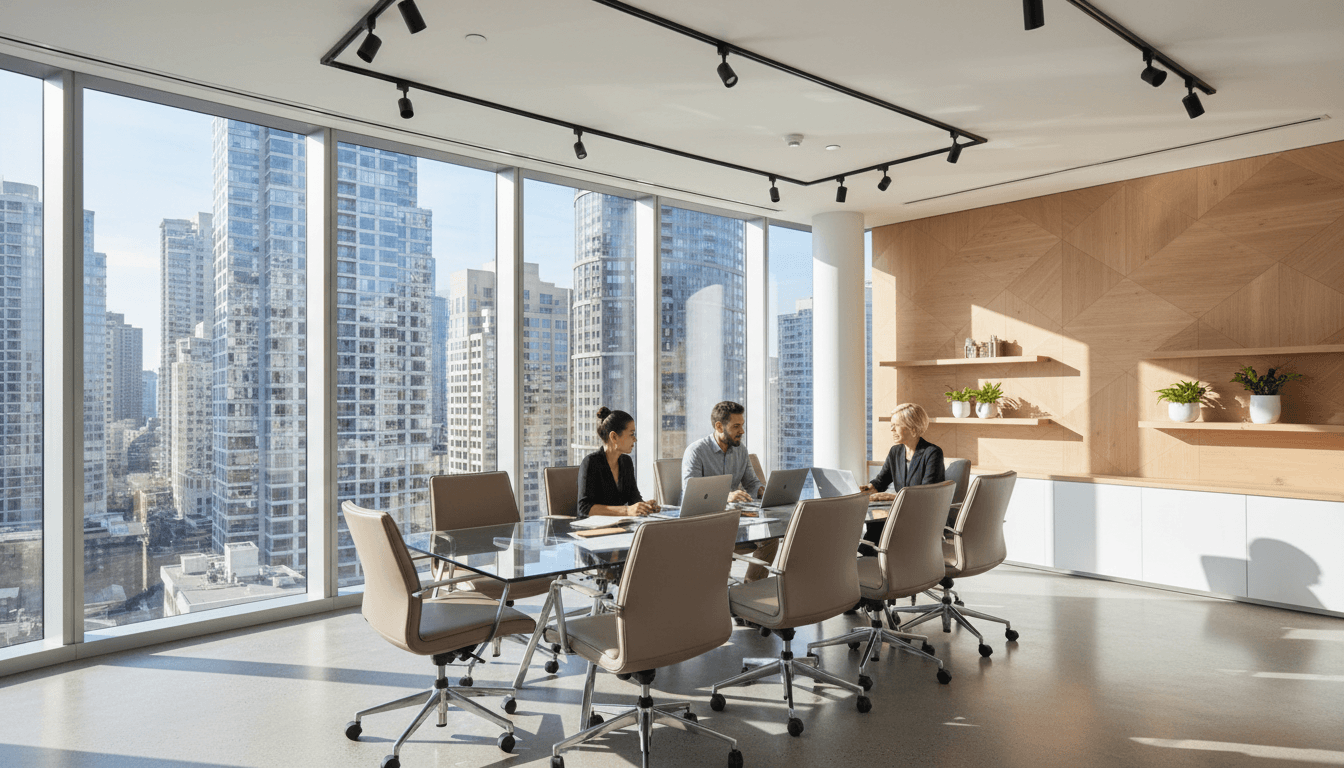 Professional conference room with Caribbean views suitable for investment advisory meetings